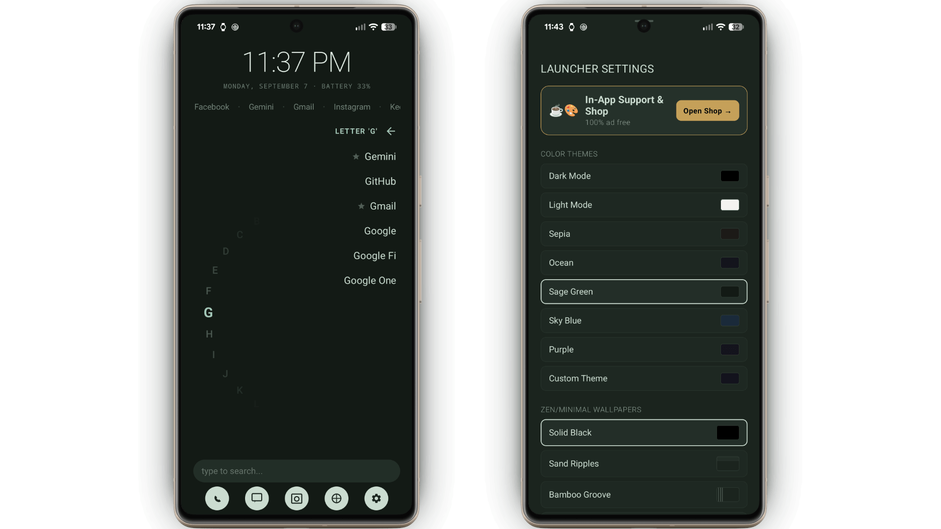 VesperZero Minimalist Android Launcher Preview